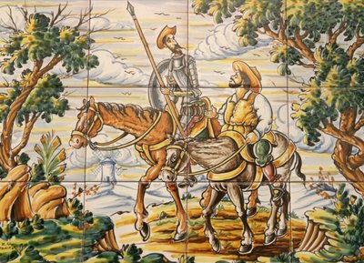 Fliser forestillende Don Quixote og Sancho Panza (keramik) af Spanish School