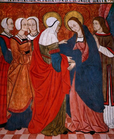 Visitation, panel fra kirken San Andres of Tortura, slutningen af det 15. århundrede-begyndelsen af det 16. århundrede (malet træ) af Spanish School