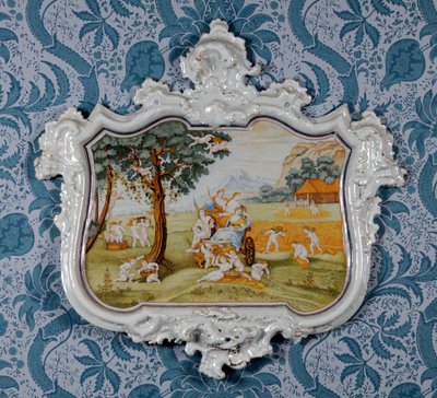Vægplade, Alcora Ceramic Factory, ca. 1750 (tin-glaseret fajance) af Spanish School