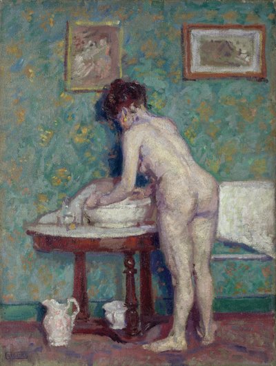 Interiør med nøgen (olie på lærred) af Spencer Frederick Gore