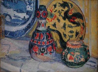 Stilleben med orientalske figurer af Spencer Frederick Gore