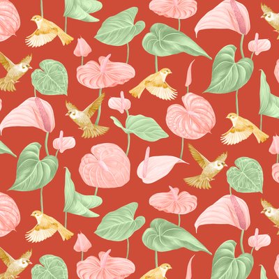 Anthurium-mønster, 2021 (grafitblyant  digital) af Stacy Hsu
