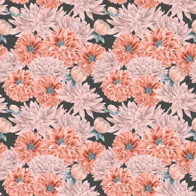 Dahlia hero pattern colorway 1, 2020 (grafitblyant  digital) af Stacy Hsu