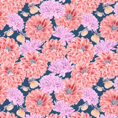 Dahlia hero pattern colorway 2, 2020 (grafitblyant  digital) af Stacy Hsu
