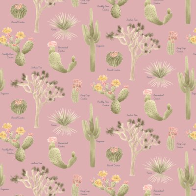 Mojave Desert Cacti-mønster, 2021 (grafitblyant og digital) af Stacy Hsu
