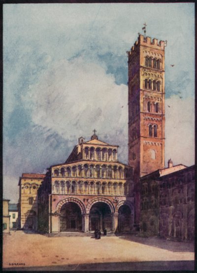 Italienske katedraler: Lucca Cathedral (farve litho) af Stafford Leake