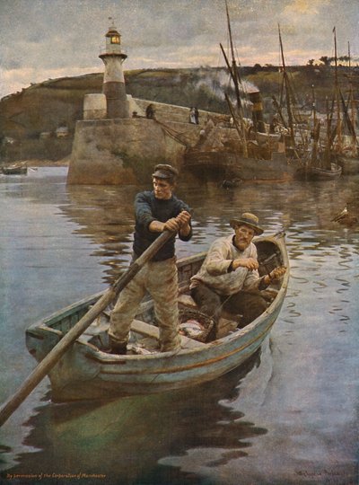Fyrtårnet Newlyn, Cornwall, 1893, c1930. af Elizabeth Adela Stanhope Forbes