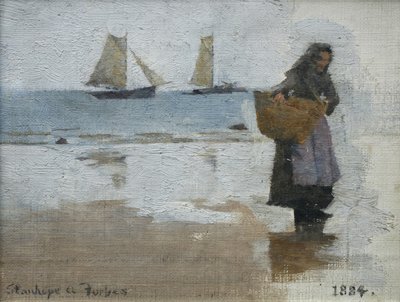 Fisherwoman på en strand af Stanhope Alexander Forbes