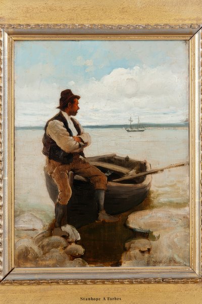 FÆRGEBAND VED SKYLNING af Stanhope Forbes