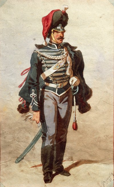Studie af uniformer, Tegning af Stanislao Grimaldi del Poggetto af Stanislas Grimaldi del Poggetto