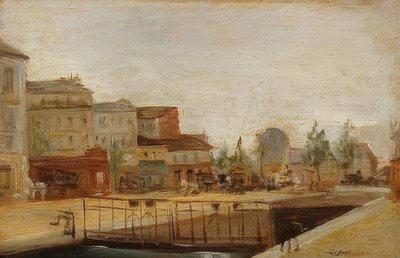 Canal Saint-Martin i Paris med sluse af Stanislas Lepine