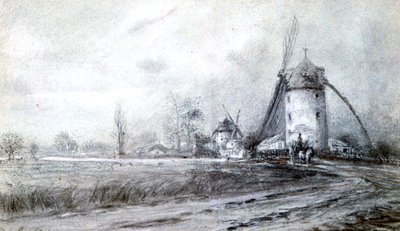 Landskab med vindmølle, c1855-1892 af Stanislas Lepine