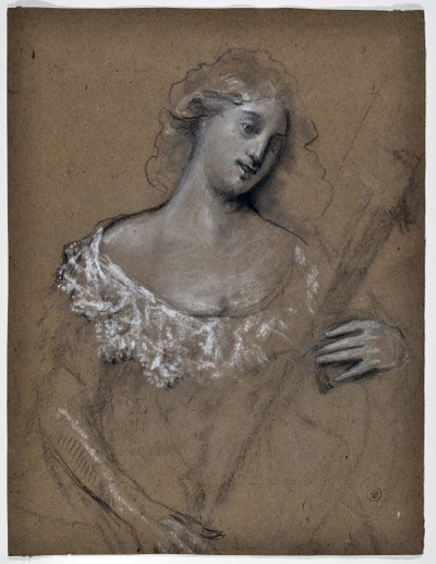 Studie af kvinde, der spiller lut (tegning) af Stanislas Torrents y de Amat