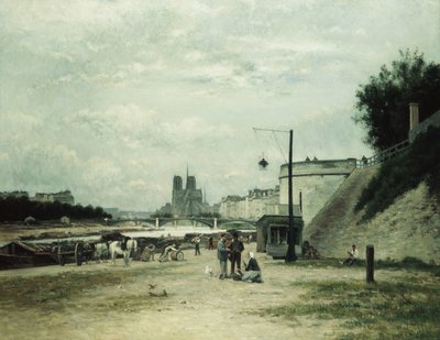 Quai de Louviers ved Pont Sully, ca. 1875 af Stanislas Victor Edouard Lepine