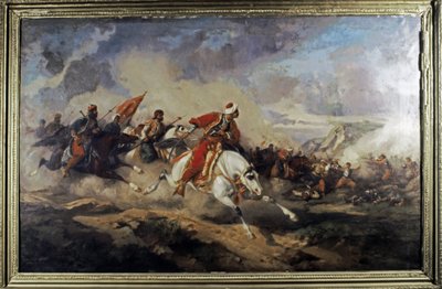 OTTOMAN EMPIRE: Slaget ved Mohacs (29. august 1526) mellem styrkerne fra Ki... (olie på lærred) af Stanislaus von Chlebowski