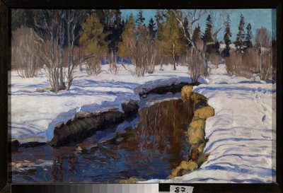 Vinter. Maleri af Stanislav Yulianovich Zhukovsky (Zhukovsky) (1873-1944), olie på lærred af Stanislav Joulianovitch Joukovski