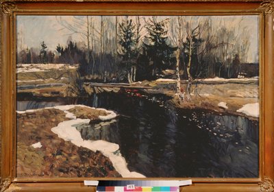 En kildestrøm. Maleri af Stanislav Yulianovich Joukovski (Zhukovsky) (1873-1944), olie på tin af Stanislav Joulianovitch Joukovski