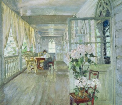 Herregårds terrasse af Stanislav Julianovic Zukovskij