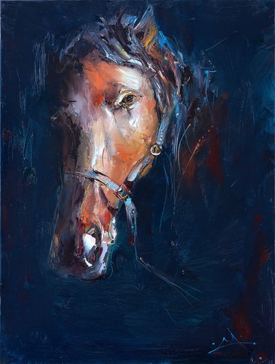 Portræt af en mørk hest af Stanislav Lazarov
