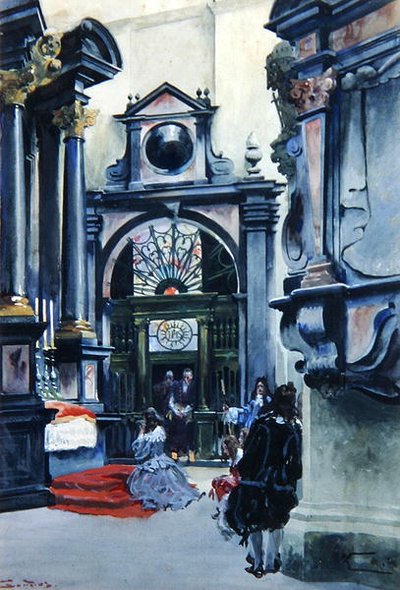Interiør af katedralen i Wawel af Stanislaw and Kossak Wojciech Tondos