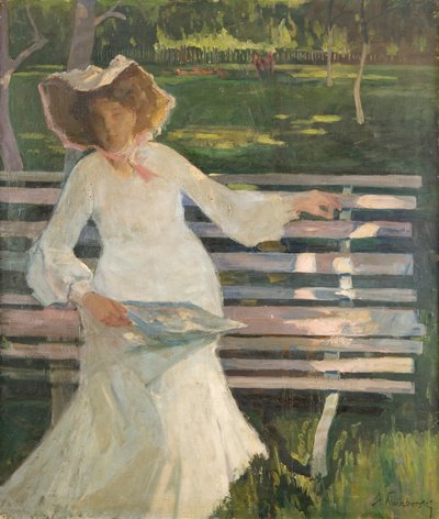 On a Bench, ca. 1905 (olie på lærred) af Stanislaw Kuczborski
