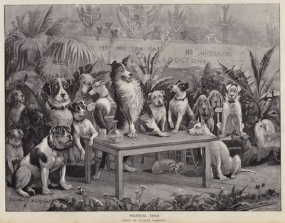 Politiske hunde (litho) af Stanley (after) Berkeley