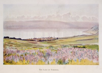 Akvarel af Stanley Inchbold, forestillende Genesaret Sø i Palæstina 1906 af Stanley Inchbold