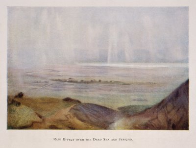 regn falder over Jeriko og Det Døde Hav i Palæstina 1906 af Stanley Inchbold