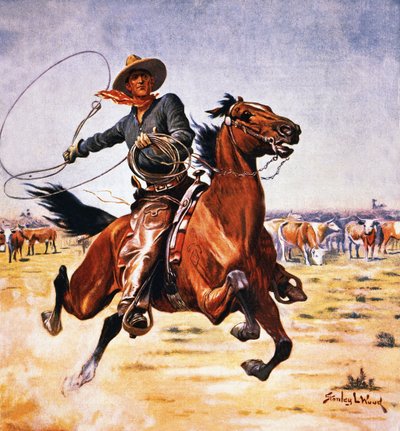 Cowboy med lasso af Stanley L. Wood