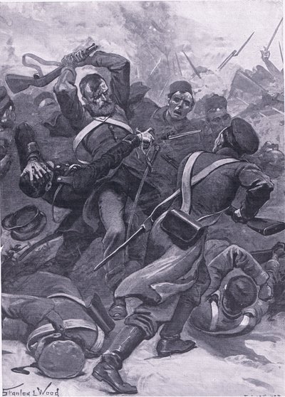 Inkerman: The 55th (2nd Border) Regiment charging the Russians, illustration fra British Battles on Land and Sea, 1915 af Stanley L. Wood