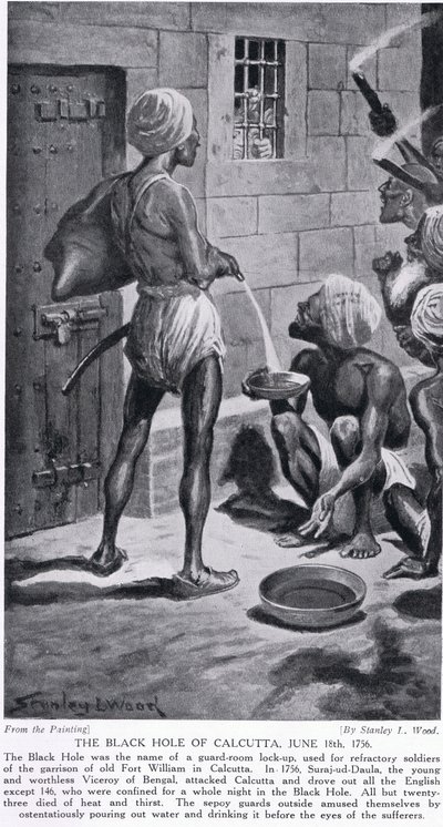 The Black Hole, Old Fort William, 18. juni, 1756, illustration fra 