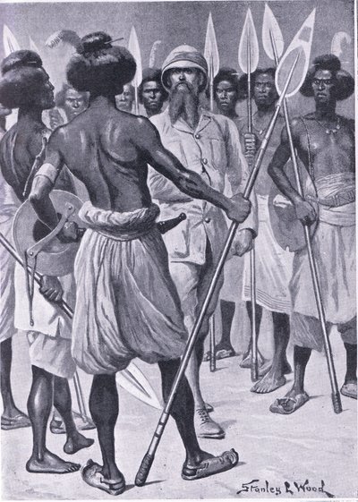 Den type kriger Burton mødte i Somaliland, illustration fra Cassells Romance of Famous Lives, ca. 1940 af Stanley L. Wood