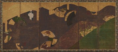 Vedbend vinstokke, broer og flydende vifter, Momoyama eller Edo periode, tidligt 17. århundrede. af Sôtatsu
