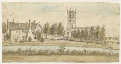 Burton-upon-Trent Abbey: akvarelmaleri og [c 1795] (maleri) af Stebbing Shaw