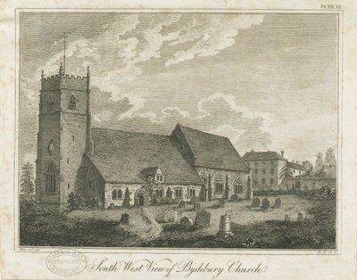 Bushbury Church: gravering og [?1700-tallet] af Stebbing Shaw
