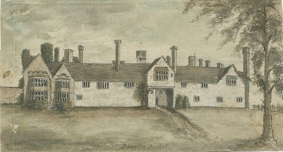 Drayton Bassett - "Drayton Manor": vandfarvemaleri, nd [1789] af Stebbing Shaw