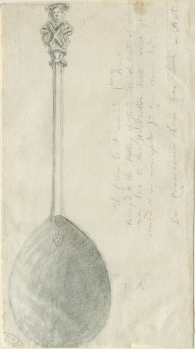 Fradswell - Apostle Spoon: blyant- og vasketegning, nd [?18. århundrede] (tegning) af Stebbing Shaw