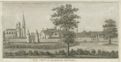 Hamstall Ridware - Kirke og Herregård: gravering, nd [1762-1802] (tryk) af Stebbing Shaw