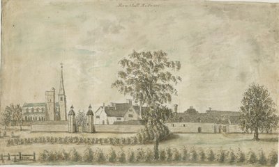 Hamstall Ridware - Church and Manor House: water color painting, nd [1762-1802] dani af Stebbing Shaw