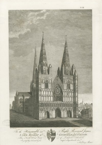 Lichfield Cathedral - West Front: gravering, nd [1762-1802] (tryk) af Stebbing Shaw