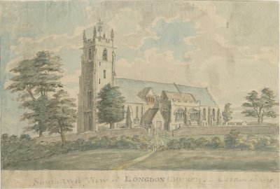 Longdon Church: vandfarvemaleri, 1795/6 af Stebbing Shaw