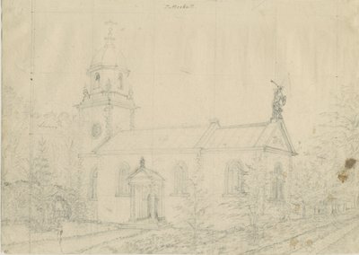 Patshull Church: blyantstegning, nd [1762-1802] af Stebbing Shaw