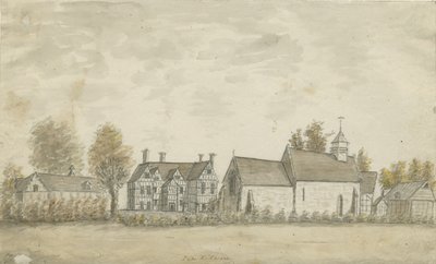 Pipe Ridware Church and Manor House: water color painting, nd [1762-1798] dani af Stebbing Shaw