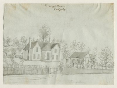 Rugeley Town - Vicarage: sepia vask tegning, nd [1762-1802] (tegning) af Stebbing Shaw