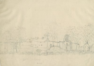 Rushall Castle/Hall: blyantstegning, nd [1762-1802] (tegning) af Stebbing Shaw
