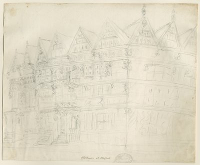 Stafford - Ancient "High House": blyantstegning, nd [1794] af Stebbing Shaw