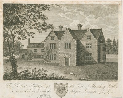 Streethay Hall: gravering og [slutningen af det 18. århundrede] (tryk) af Stebbing Shaw