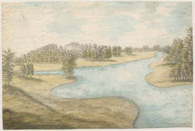 Teddesley Hall: vandfarvemaleri, nd [1762-1802] af Stebbing Shaw