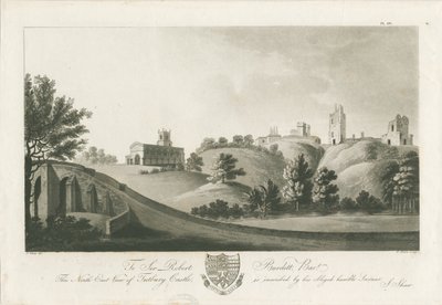 Tutbury Castle - North East View: akvatintegravering, nd [c 1798] (print) af Stebbing Shaw