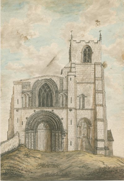 Tutbury Priory Church: water color painting, nd [1762-1802] dani af Stebbing Shaw